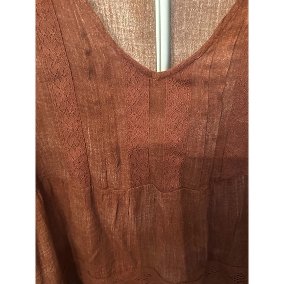 NWT Rewind Peasant Blouse Burgundy Long Sleeve Sz L - Picture 5 of 8